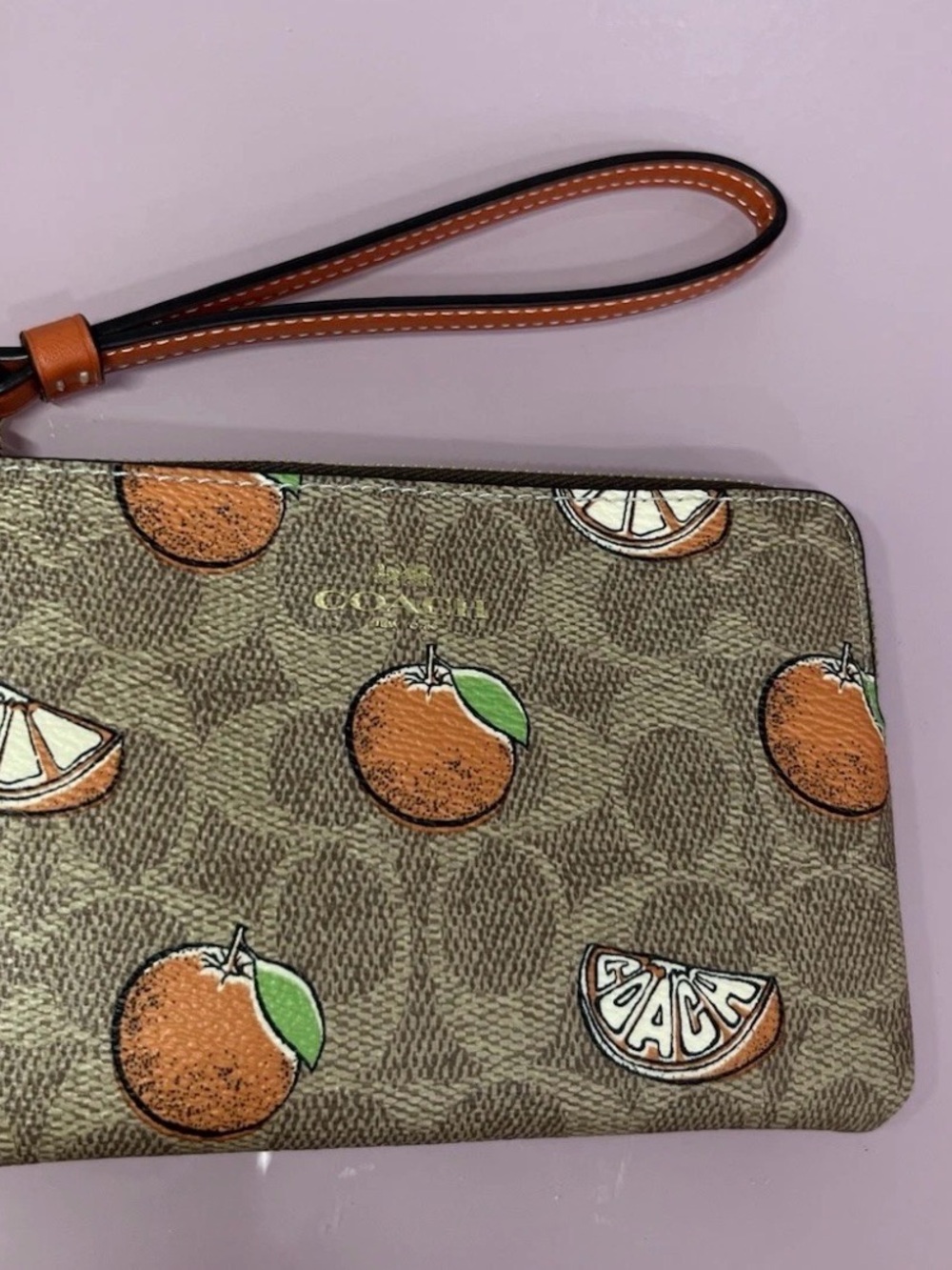 COACH CAL74 City Tote Bag In Signature Canvas With Orange Print- and wallet! - Picture 7 of 7